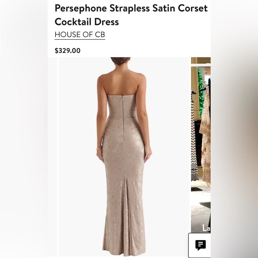 House of CB Strapless Satin-Lace Corset Maxi Dress - gold - Picture 2 of 6